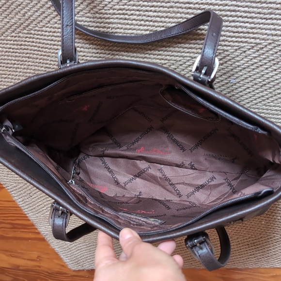 Montana West Leather Handbag Studded Details Chocolate Brown - Picture 6 of 9